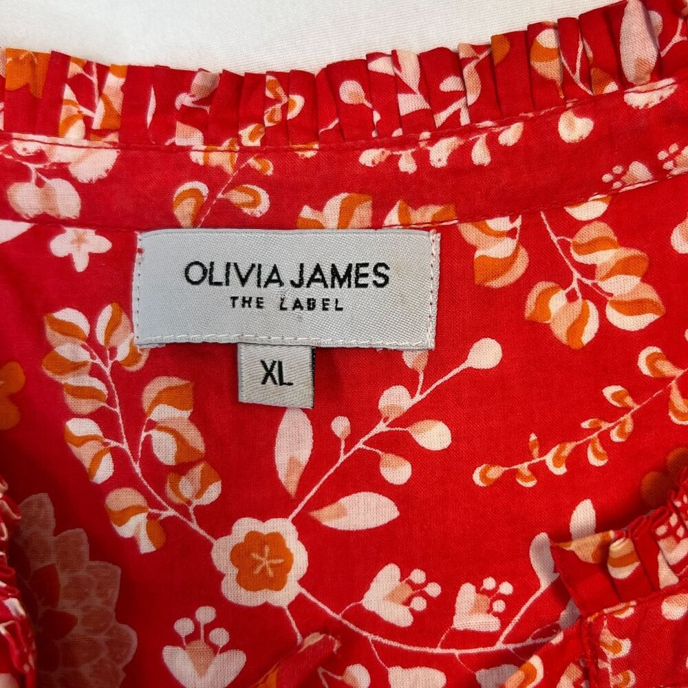 Olivia James Ro Long Dress Maxi Peacock Floral Rouge Sleeveless Red XL - Picture 3 of 10